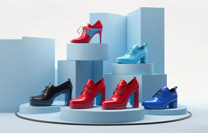 Women Shoes Realistic Set Unique 3D Design Illustration